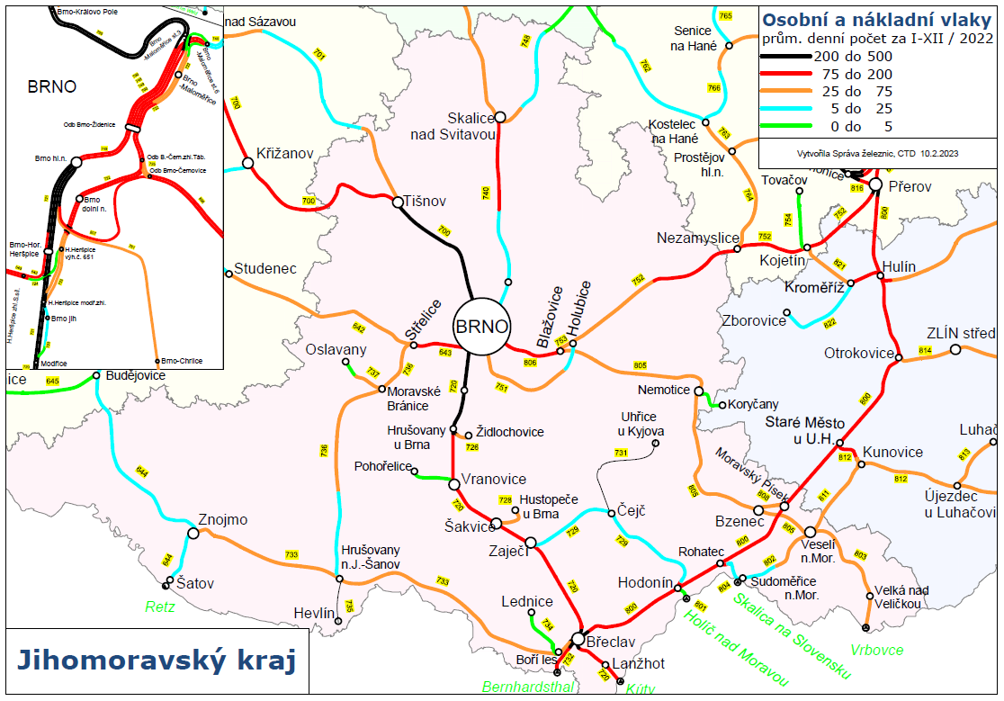 Osobní a nákladní vlaky - mapa